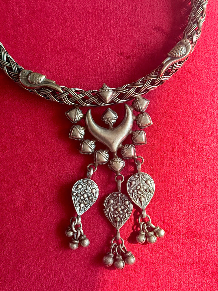 Handmade Tribal Hasli Necklace | Antique Polish Brass Statement Necklace