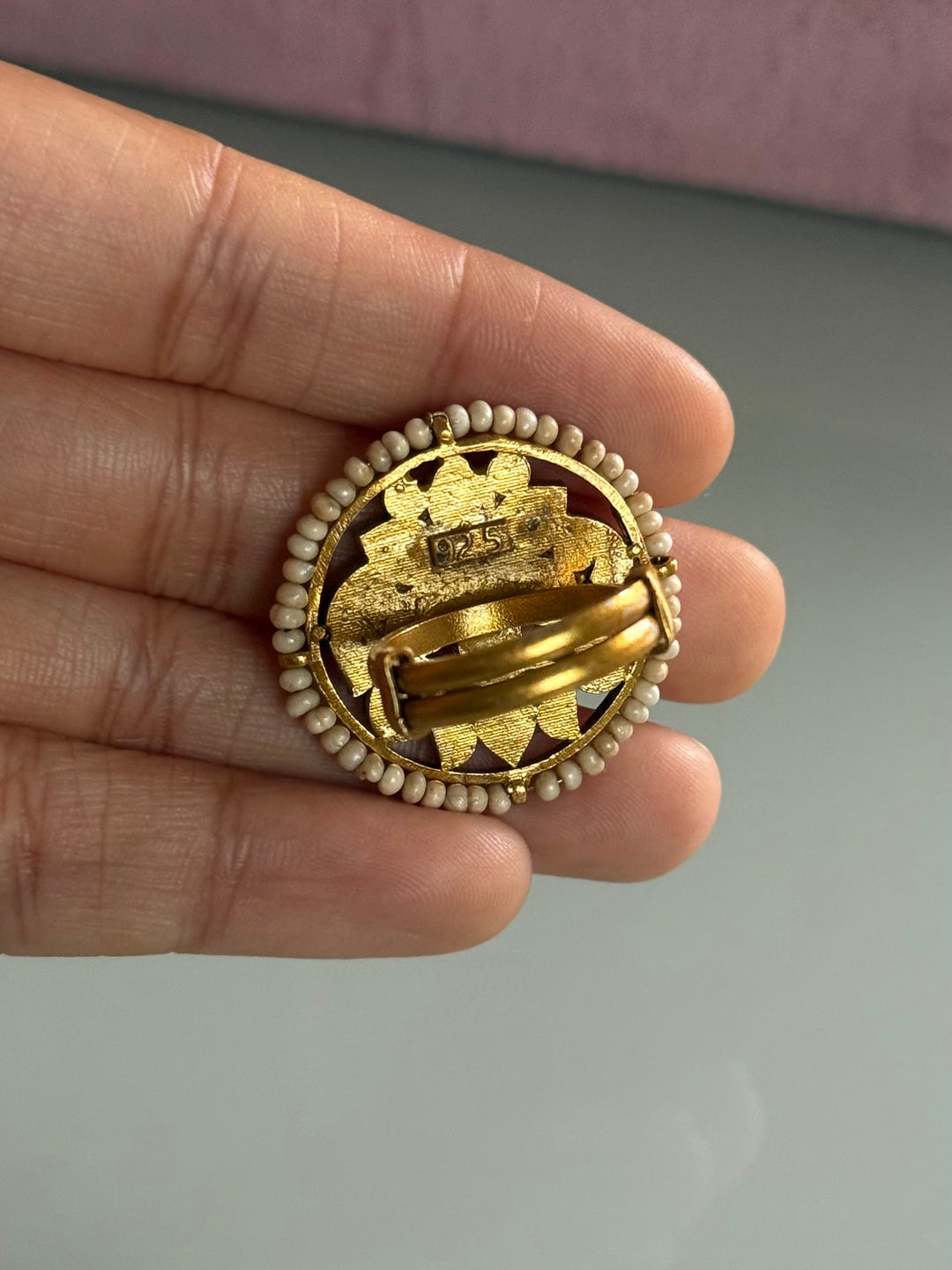 925 Silver Jadtar Gold Handmade Ring | Adjustable | SHIVKA