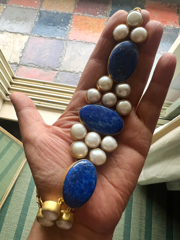 Statement Lapis Lazuli and Pearls Stone Choker
