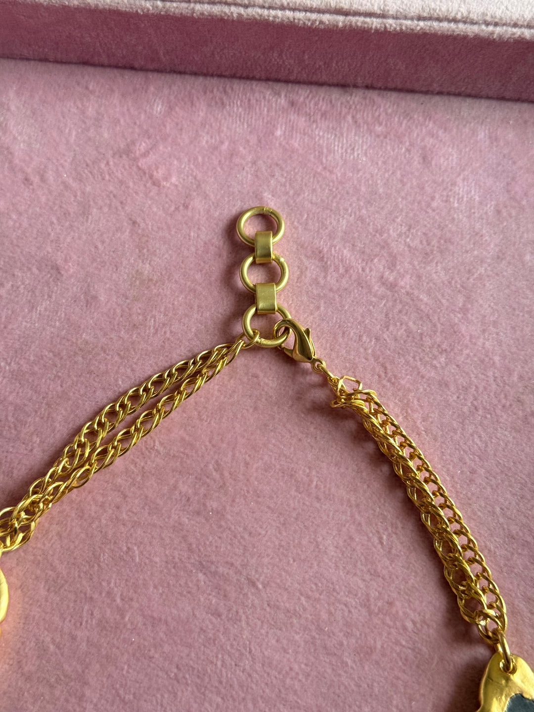 Handmade Raw Stone Gold Embedded Necklace | Adjustable Lobster Claw Brass Statement Jewelry