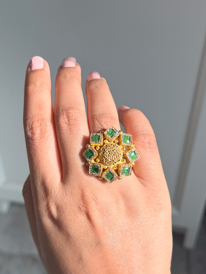 925 Silver Antique CZ Handmade Ring | Adjustable | SHIVKA