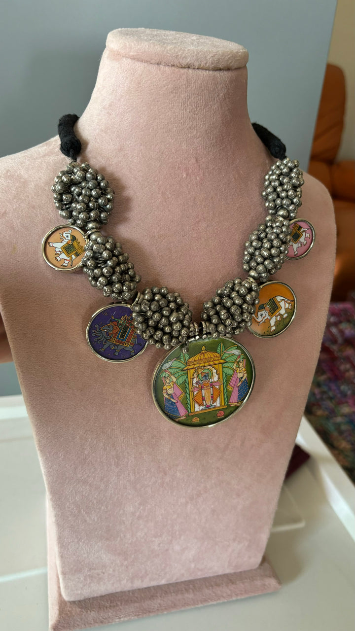 Exquisite Hand painted Ghungroo Pendant Necklace - Elevate Your Elegance