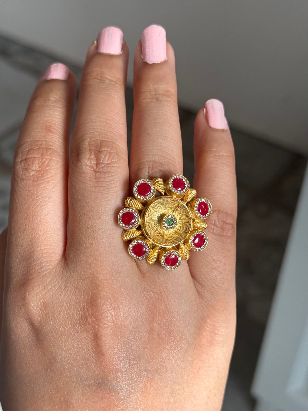 925 Silver Antique CZ Handmade Ring | Adjustable | SHIVKA