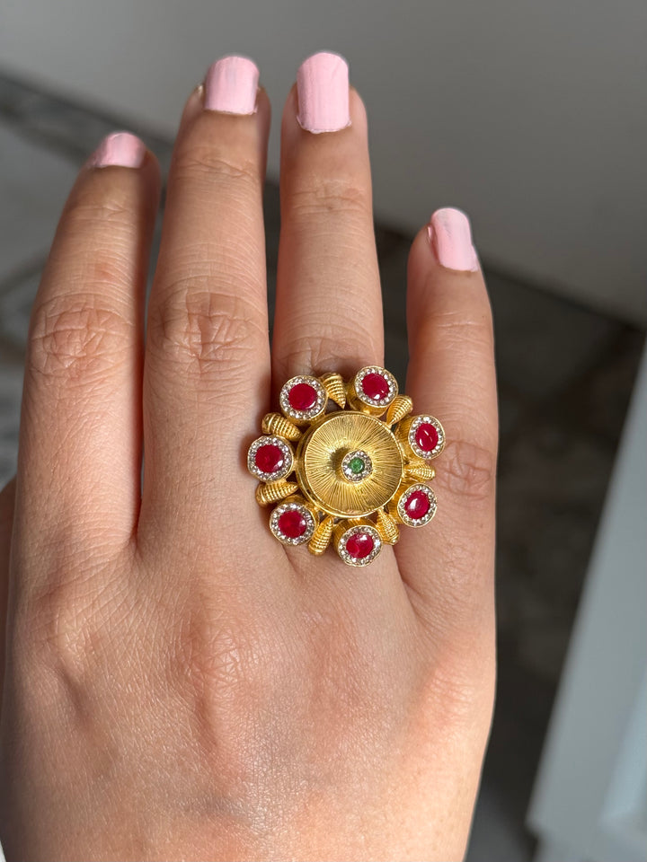 925 Silver Antique CZ Handmade Ring | Adjustable | SHIVKA