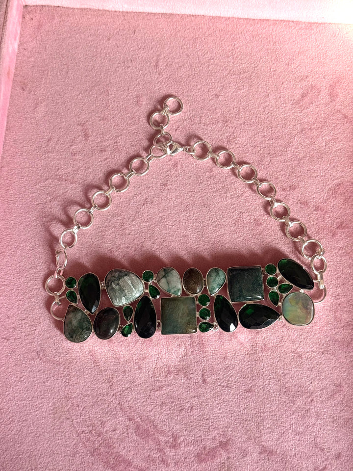 Statement Choker – Silver Brass, Adjustable Necklace