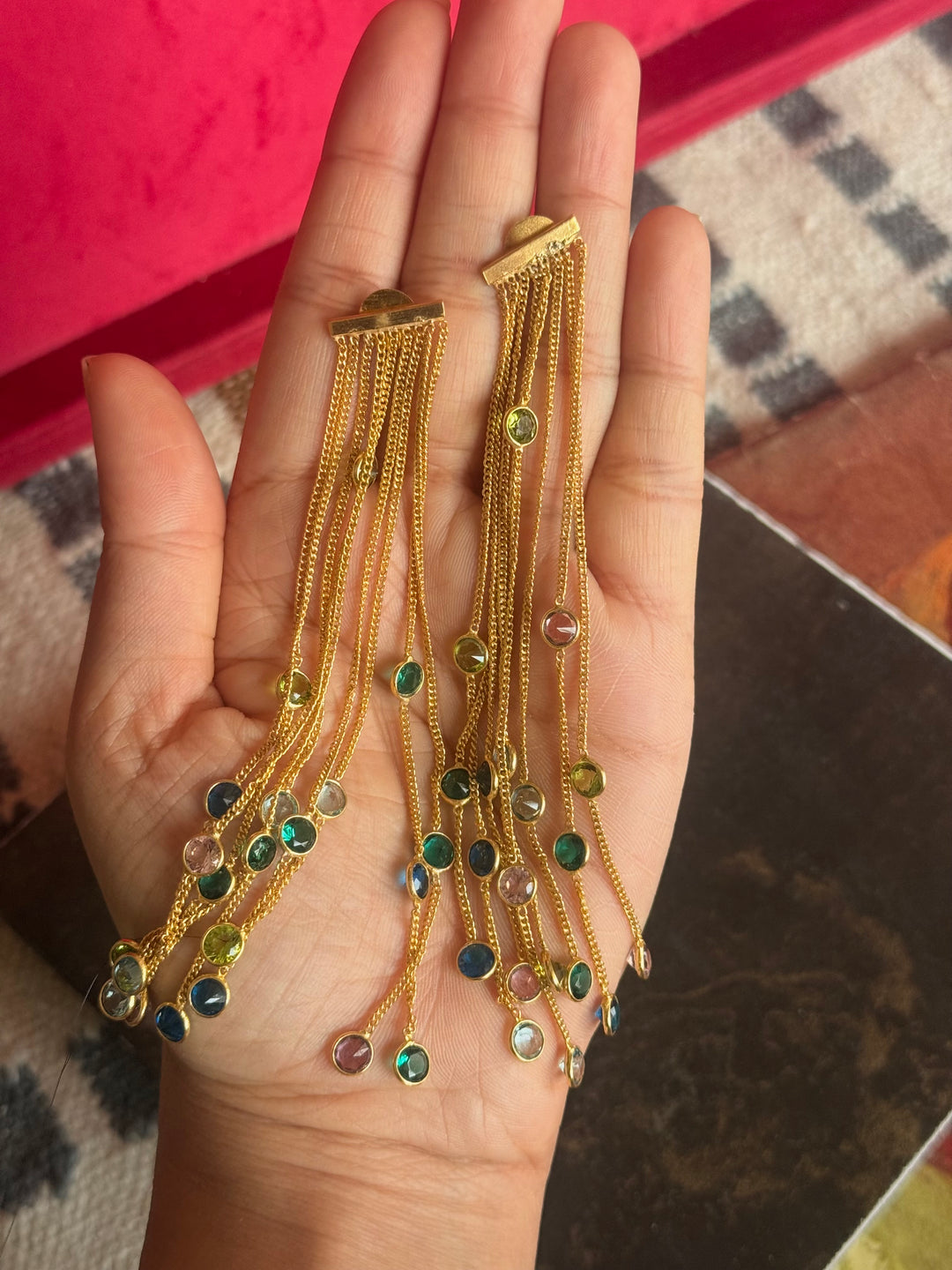 Designer Sapphire Long Earrings