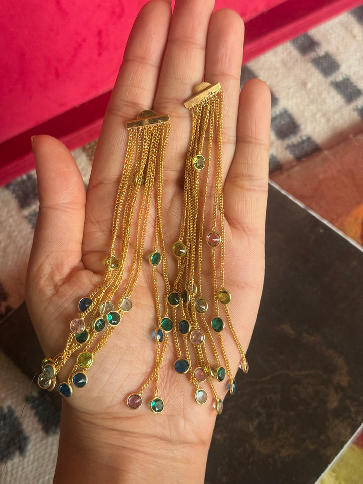 Designer Sapphire Long Earrings