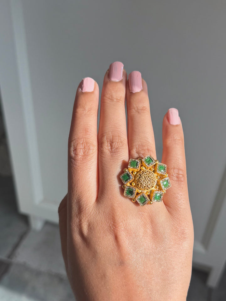 925 Silver Antique CZ Handmade Ring | Adjustable | SHIVKA