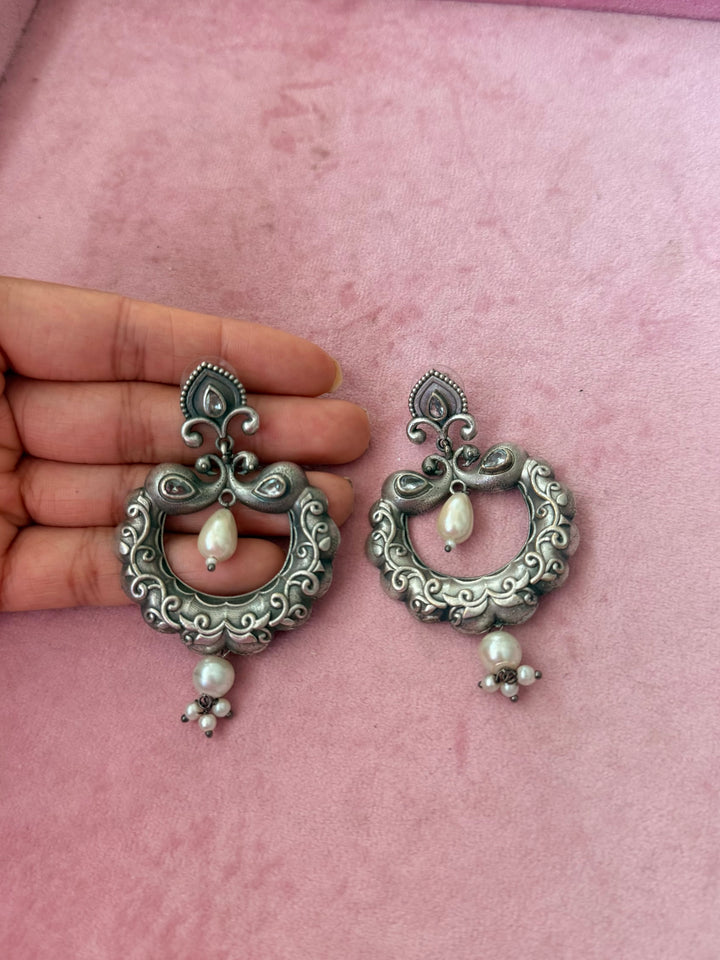 Handmade Designer Brass Earrings | SHIVKA | 7x4.5 cm | 28g Pair | Push Back | Statement Gift Jewelry
