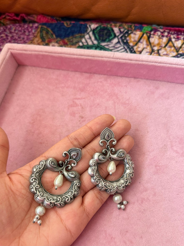 Handmade Designer Brass Earrings | SHIVKA | 7x4.5 cm | 28g Pair | Push Back | Statement Gift Jewelry