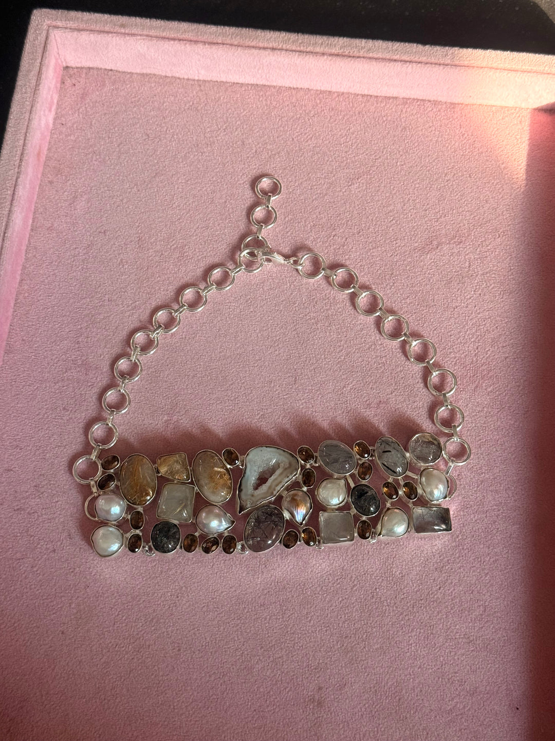 Statement Choker – Silver Brass, Adjustable Necklace