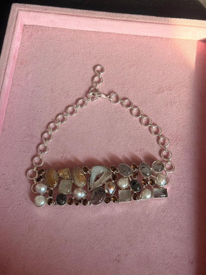 Statement Choker – Silver Brass, Adjustable Necklace
