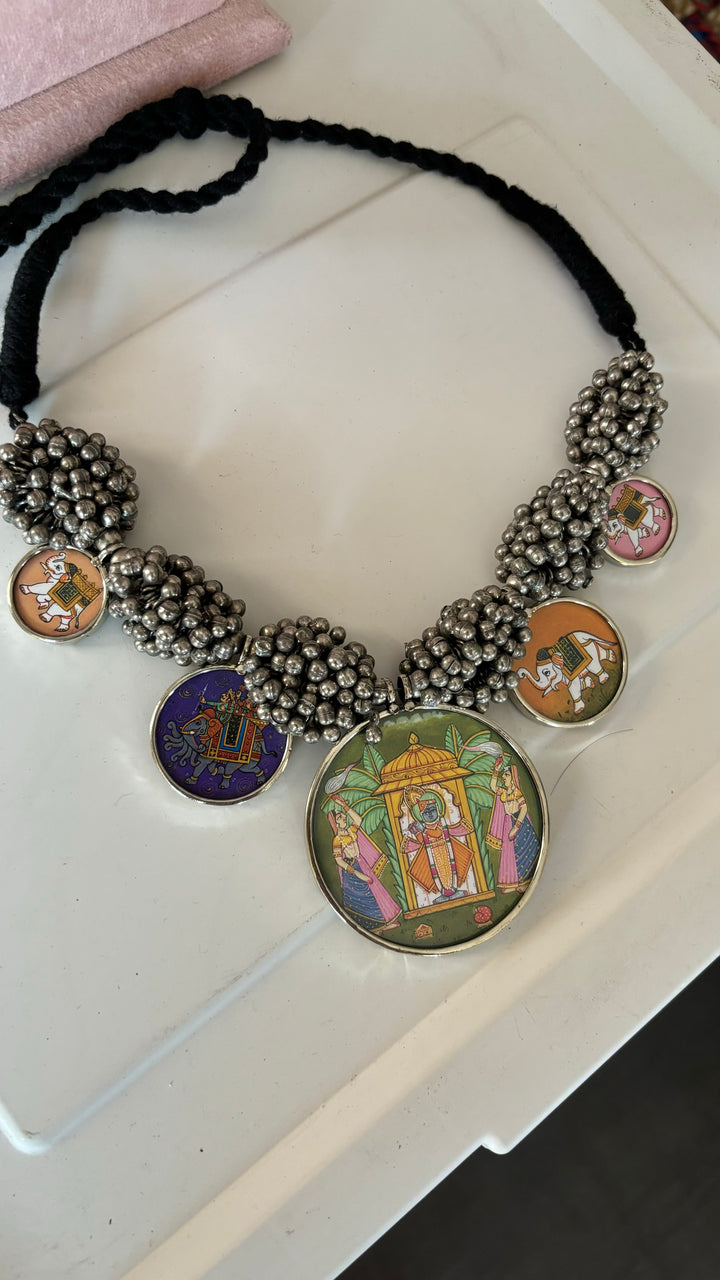 Exquisite Hand painted Ghungroo Pendant Necklace - Elevate Your Elegance