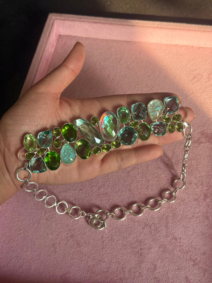 Statement Choker – Silver Brass, Adjustable Necklace