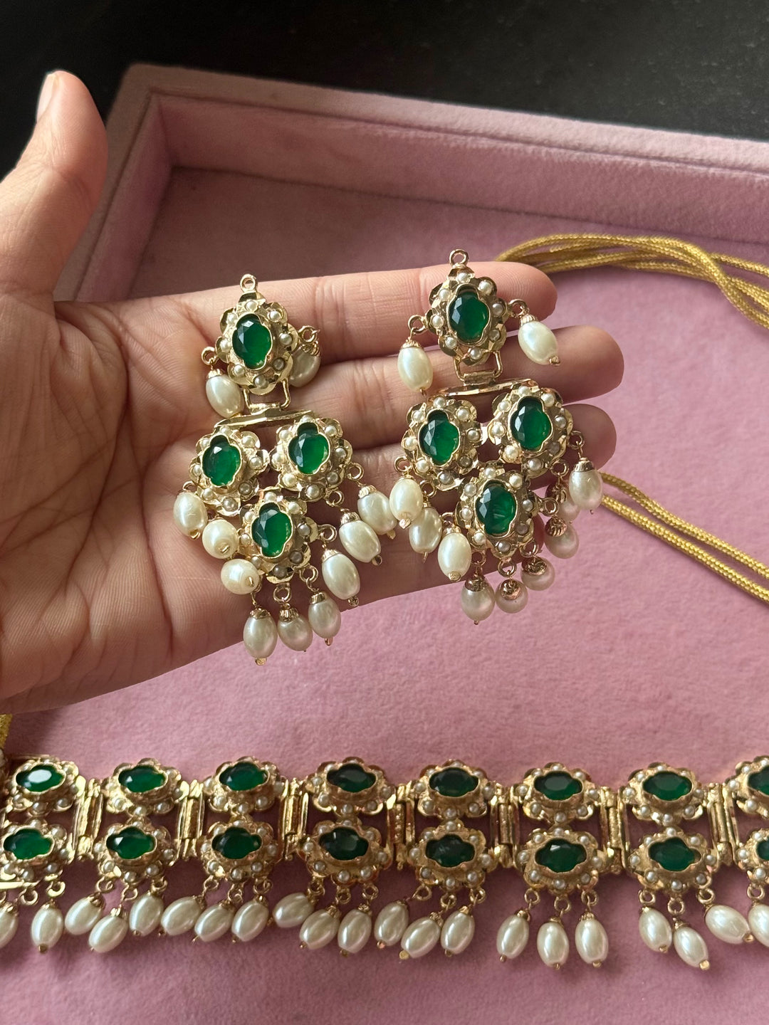Handmade Fine Twin Layer Choker Necklace Set 18K Gold Plated | SHIVKA