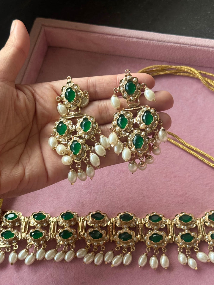 Handmade Fine Twin Layer Choker Necklace Set 18K Gold Plated | SHIVKA