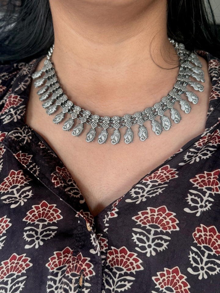 Handmade Tribal Antique Brass Necklace | Adjustable Dori Statement Jewelry