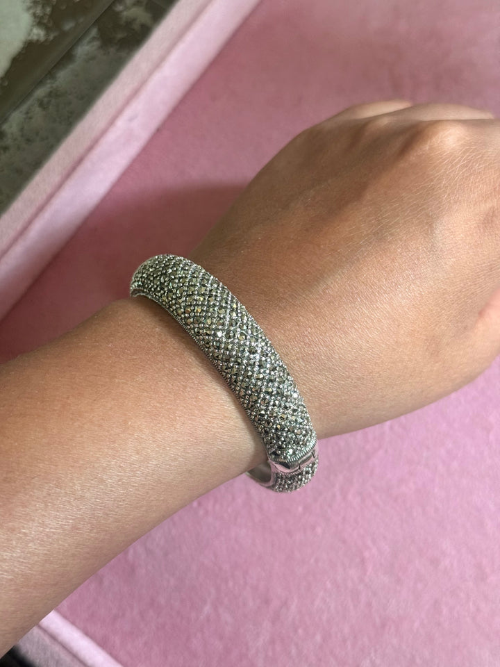 SHIVKA Starry Night 925 Silver CZ Bangles | Set of 2 | Openable | 100g