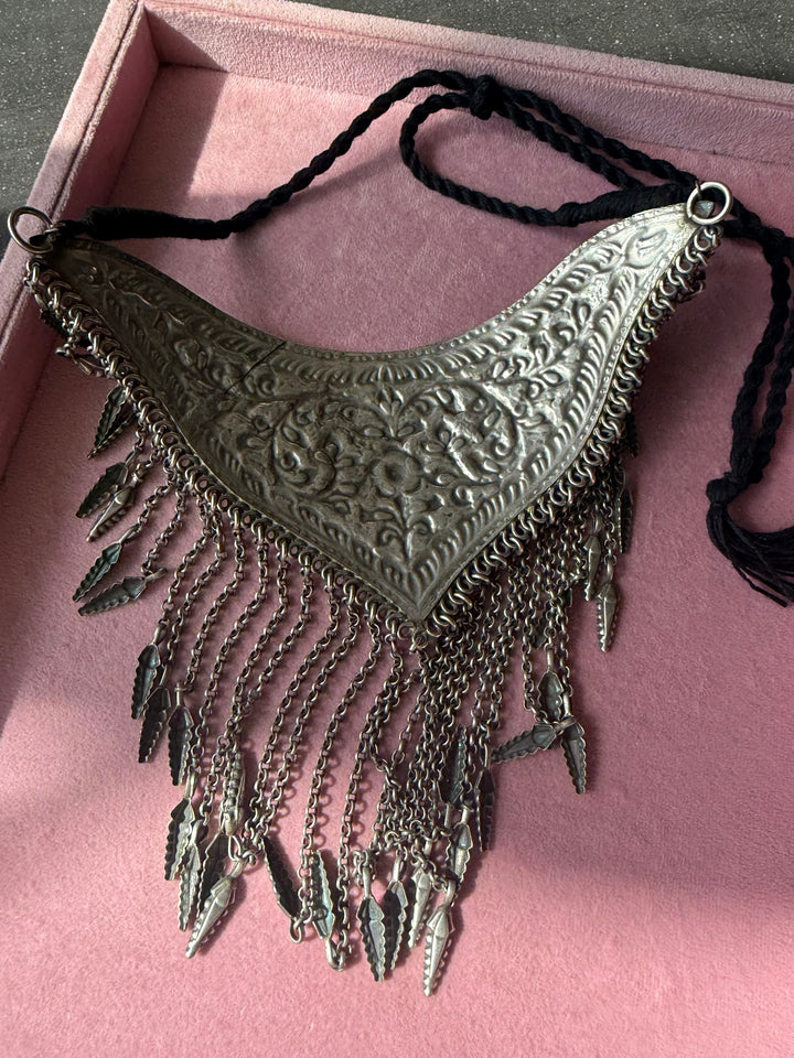 Handmade Tribal Antique Brass Statement Necklace | Adjustable Dori Artisan Jewelry