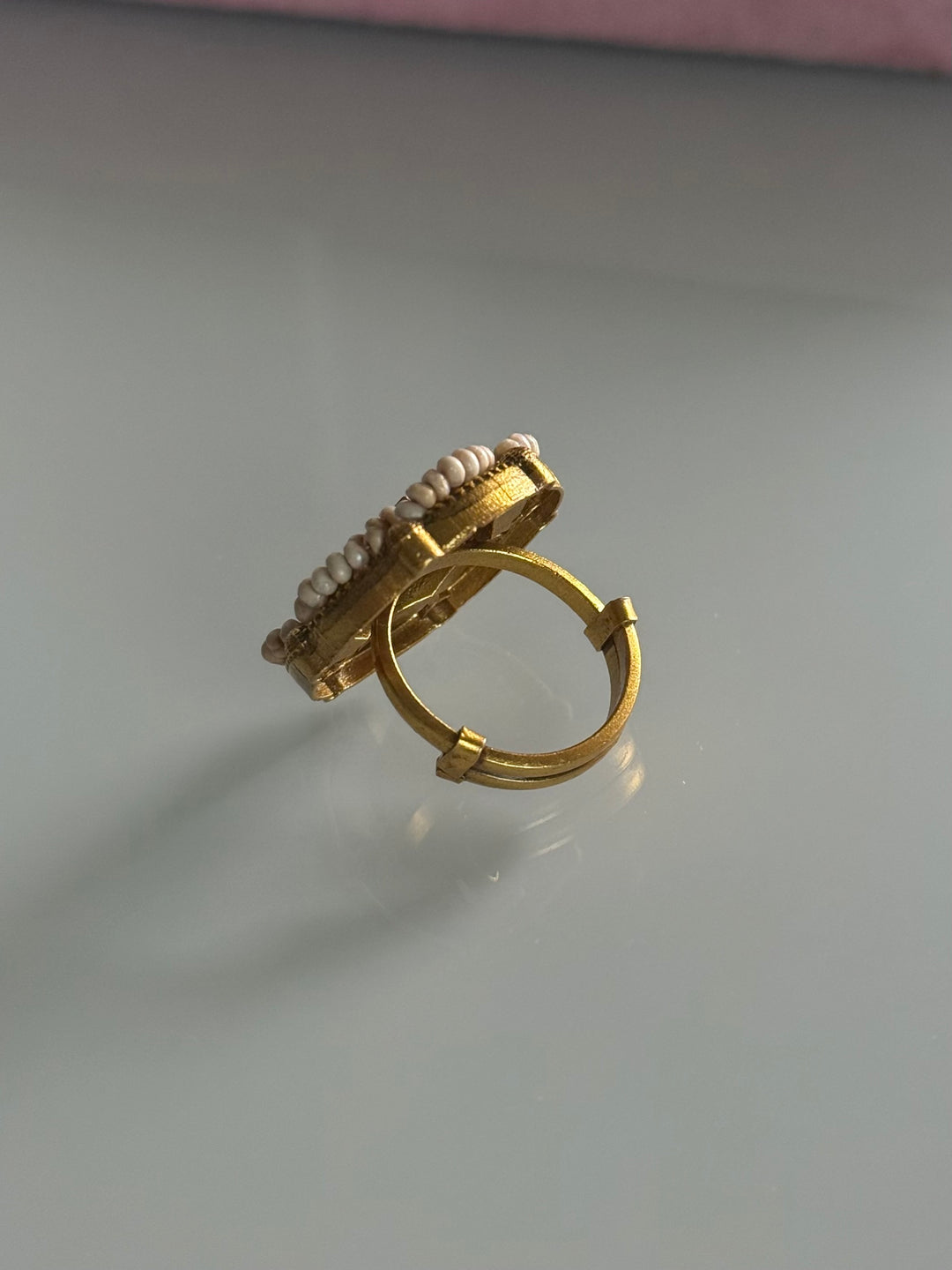 925 Silver Jadtar Gold Handmade Ring | Adjustable | SHIVKA