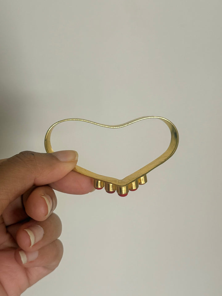SHIVKA Coral Hand Harness | Brass Gold Polish | Natural Coral Stone | Handcrafted | 14g