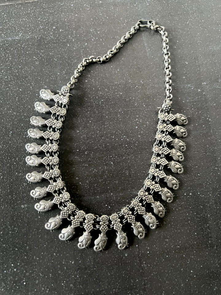 Handmade Tribal Antique Brass Necklace | Adjustable Dori Statement Jewelry