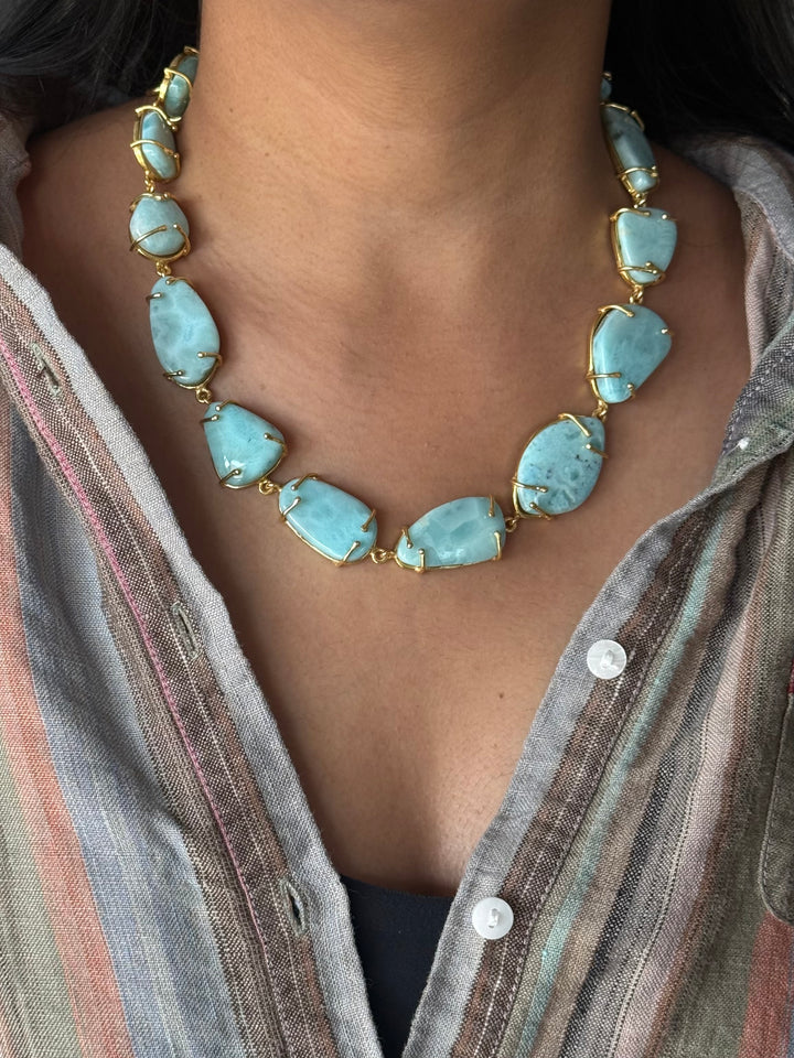 Statement Larimar Stone Necklace