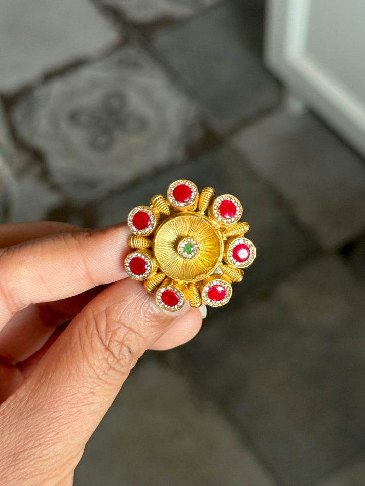 925 Silver Antique CZ Handmade Ring | Adjustable | SHIVKA