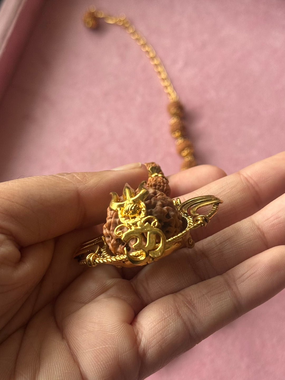 Handmade Panch Mukhi Rudraksha Pendant Necklace | Nepal Rudraksha with Certificate, 925 Silver Gold Polish