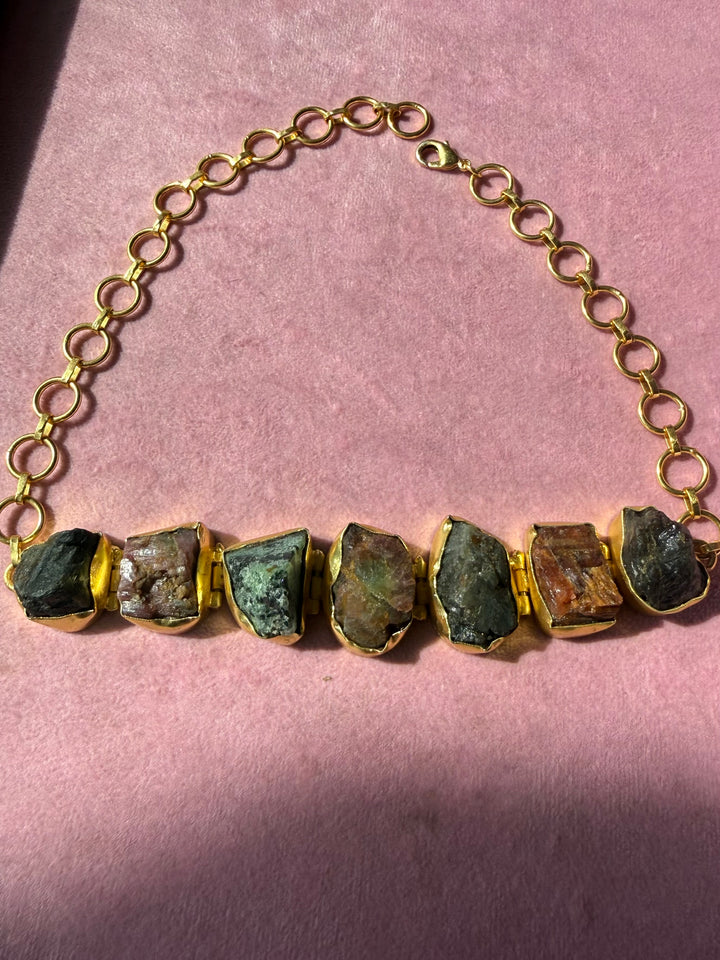 Statement Choker – Gold Brass, Adjustable Necklace