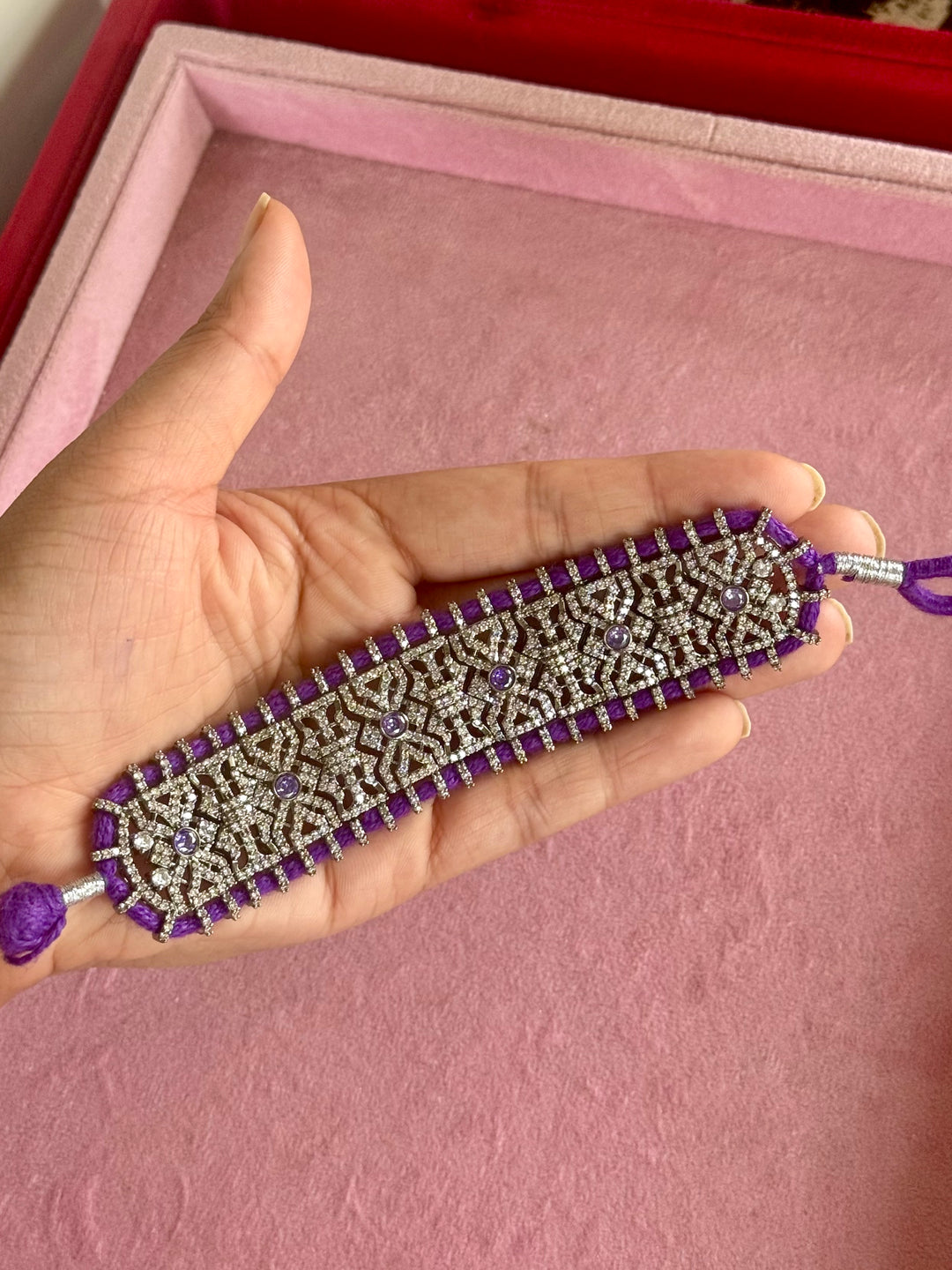Handmade Designer CZ Bracelet | Rhodium Plated | SHIVKA