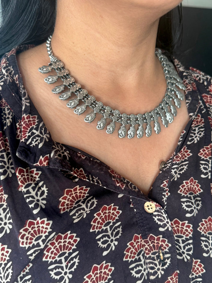 Handmade Tribal Antique Brass Necklace | Adjustable Dori Statement Jewelry