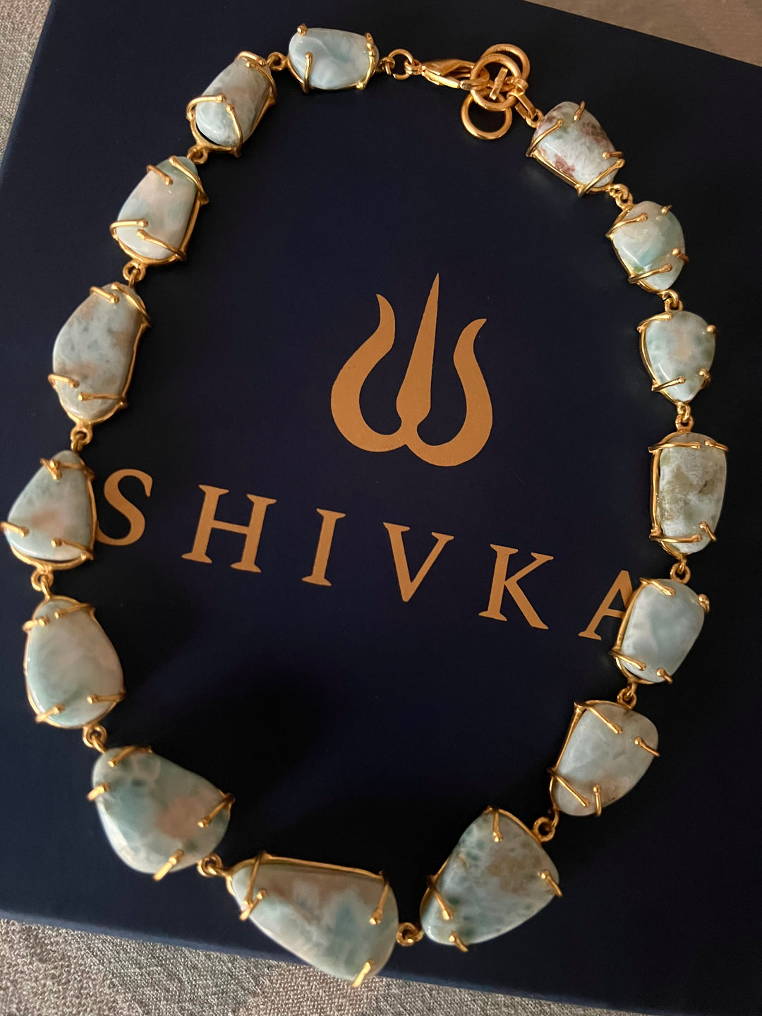 Statement Larimar Stone Necklace