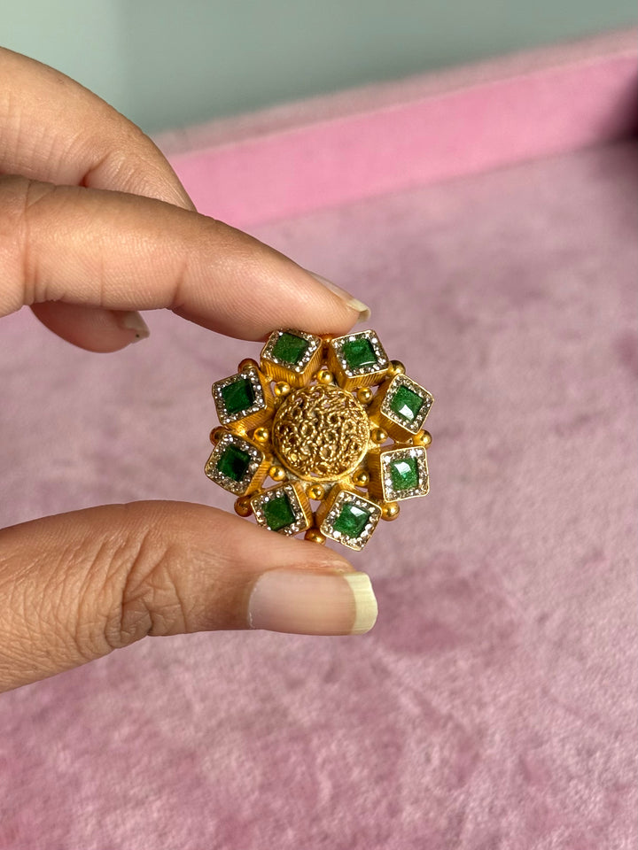 925 Silver Antique CZ Handmade Ring | Adjustable | SHIVKA