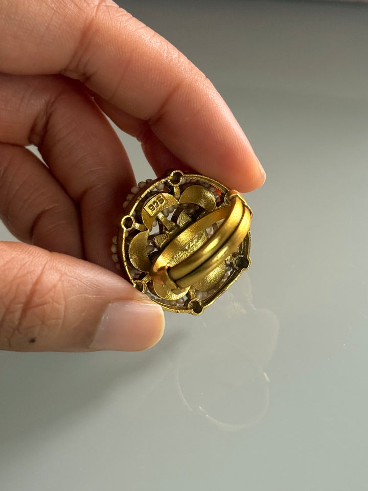 925 Silver Jadtar Gold Handmade Ring | Adjustable | SHIVKA
