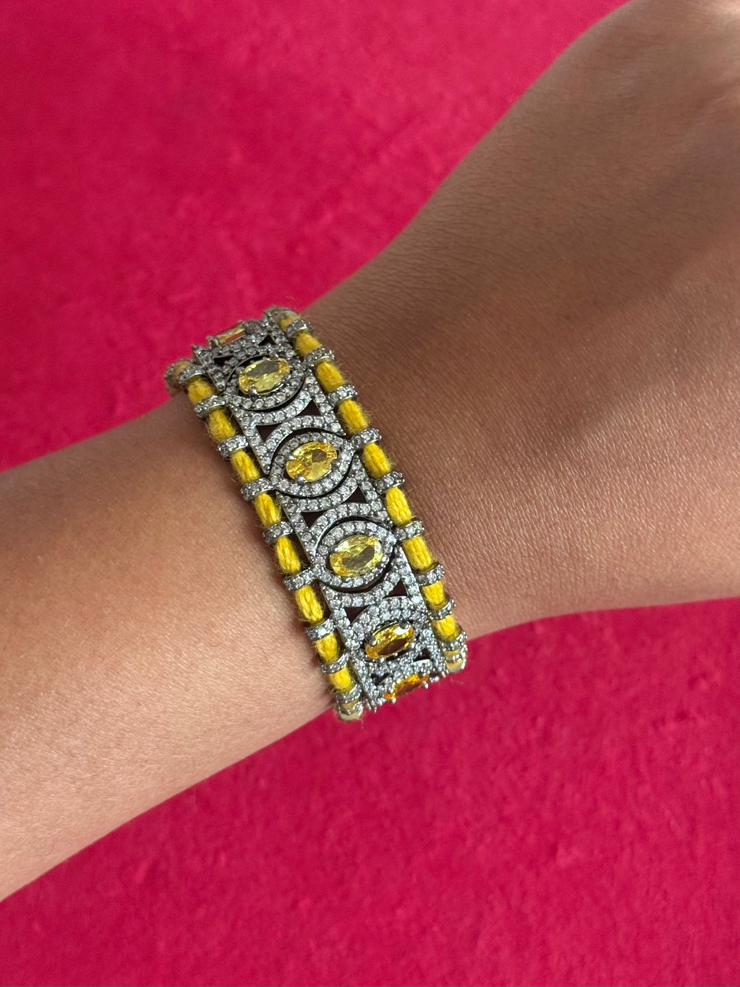 Handmade Designer CZ Bracelet | Rhodium Plated | SHIVKA