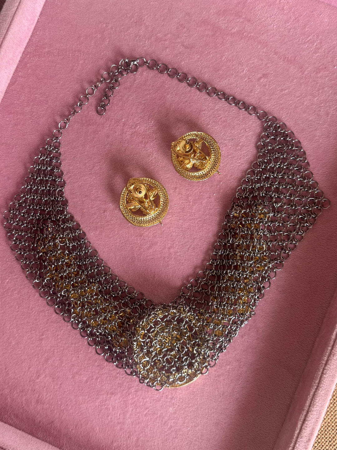 Handmade Elephant Designer Necklace Set | Dual Tone Gold & Black | SHIVKA