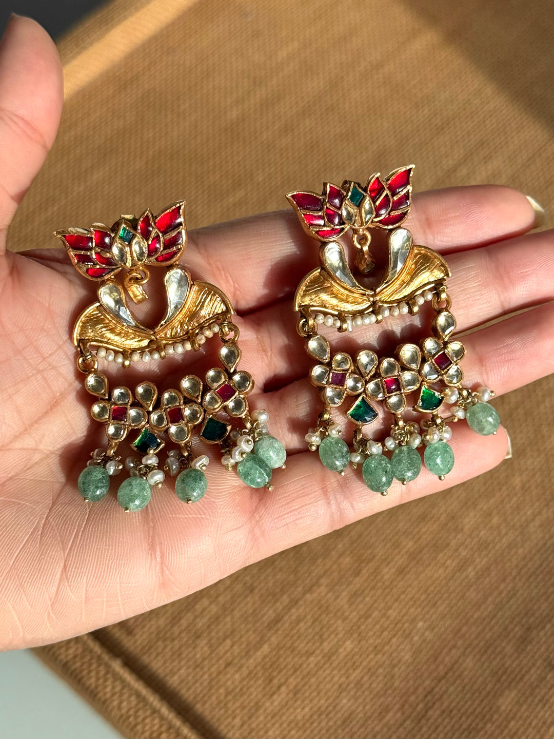 Elegant Jadau Kundan 925 Silver Earrings