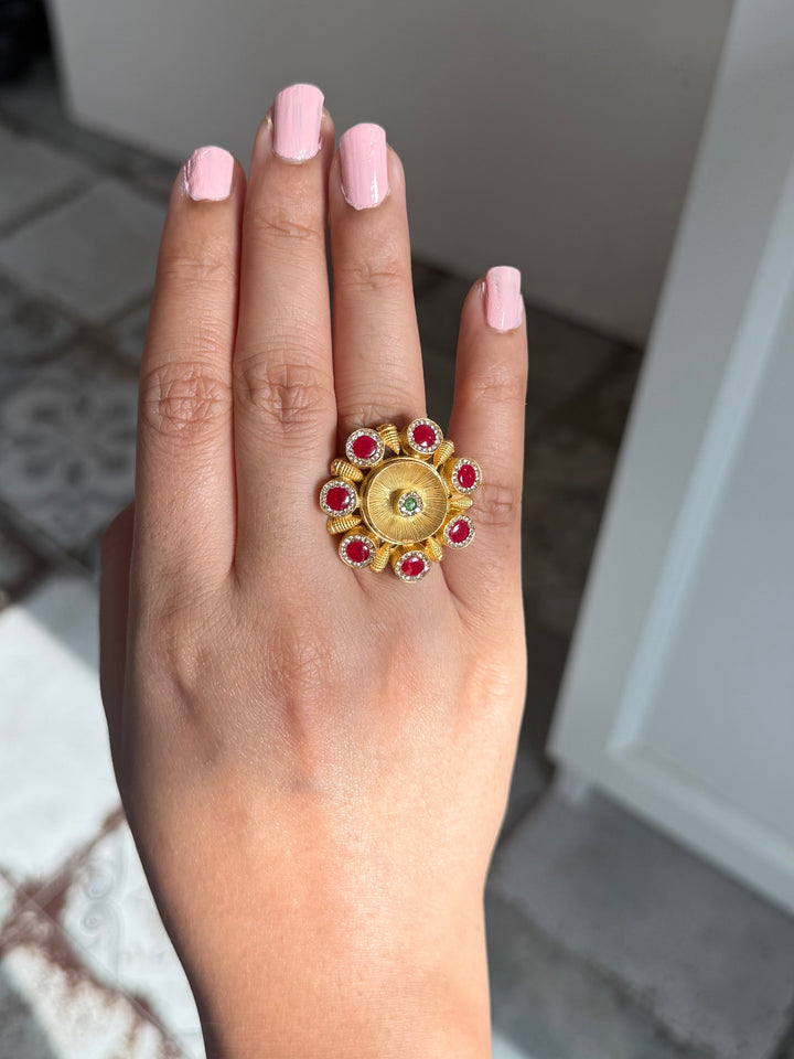 925 Silver Antique CZ Handmade Ring | Adjustable | SHIVKA