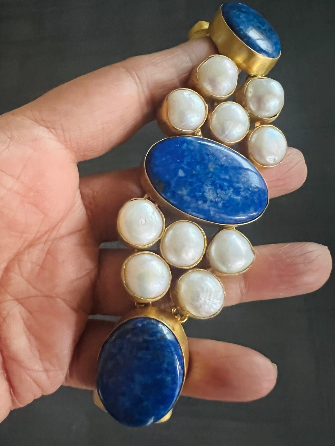 Statement Lapis Lazuli and Pearls Stone Choker