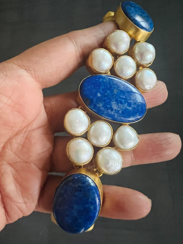 Statement Lapis Lazuli and Pearls Stone Choker