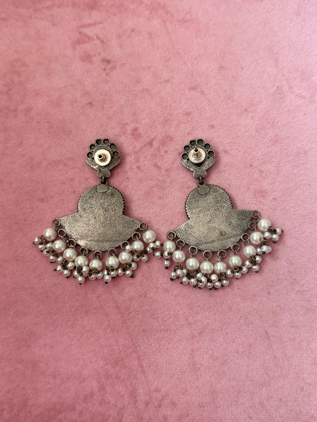 Handcrafted Antique Brass Earrings, Indian Pearl Drop Jewelry