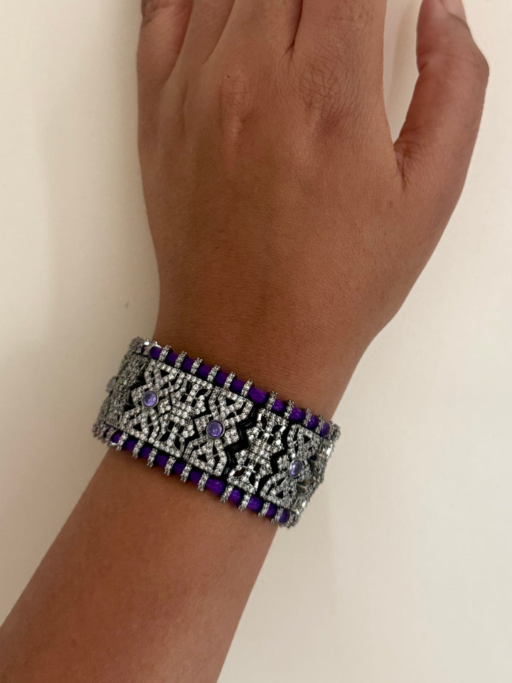 Handmade Designer CZ Bracelet | Rhodium Plated | SHIVKA