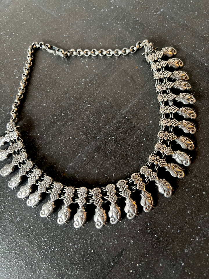 Handmade Tribal Antique Brass Necklace | Adjustable Dori Statement Jewelry