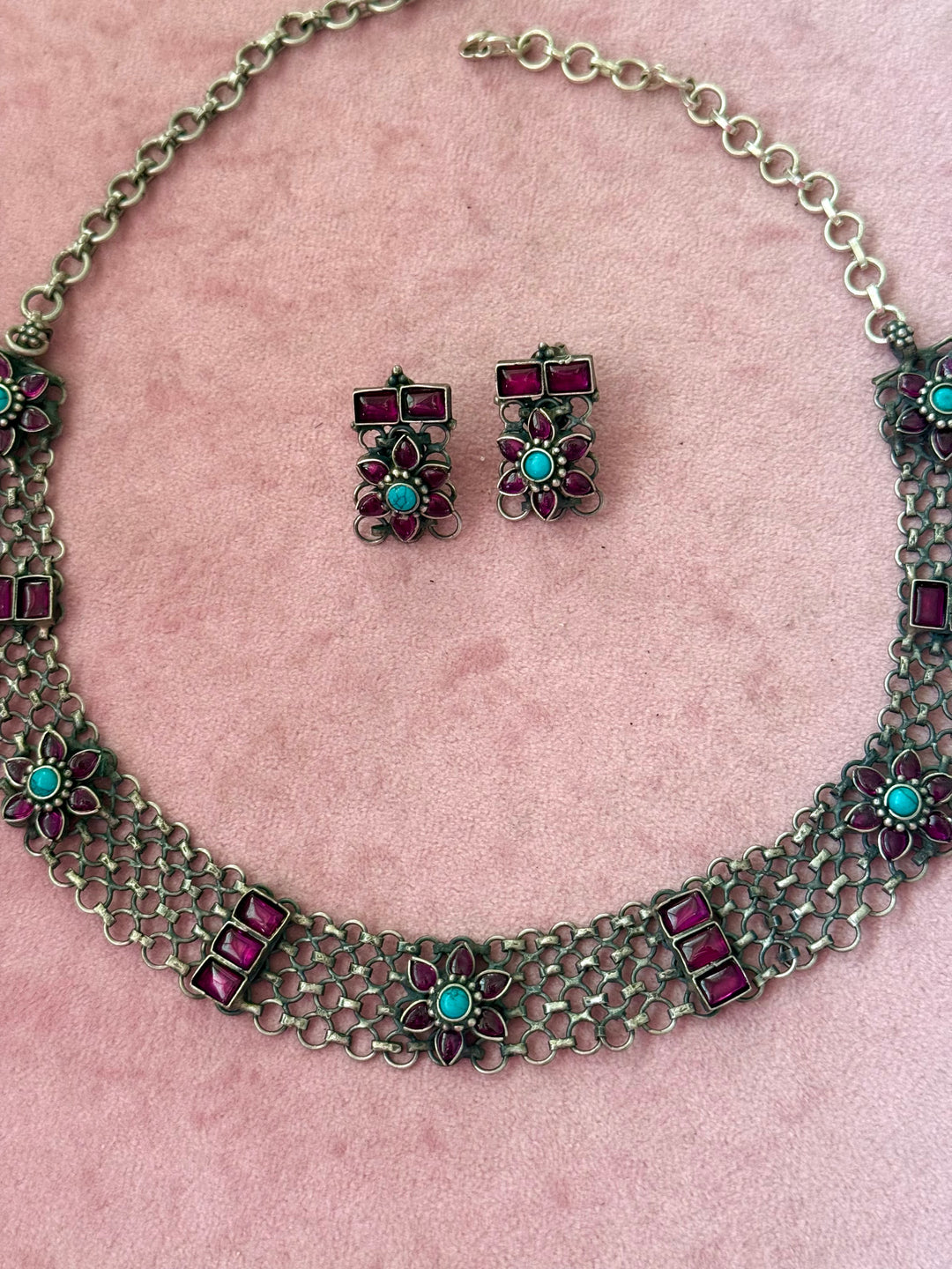 Handmade 925 Silver Antique Necklace Set | SHIVKA