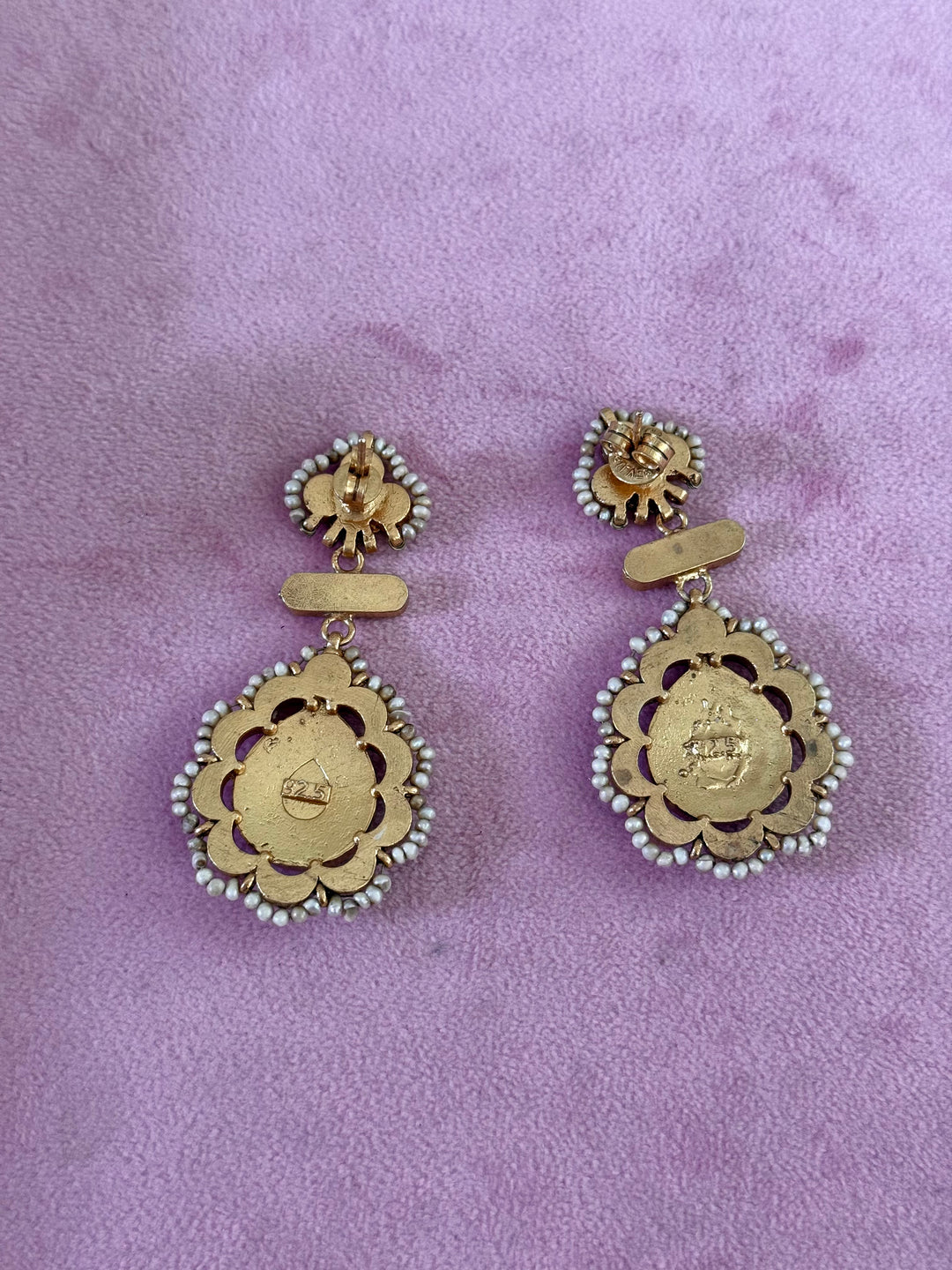 Elegant Jadau Kundan 925 Silver Earrings