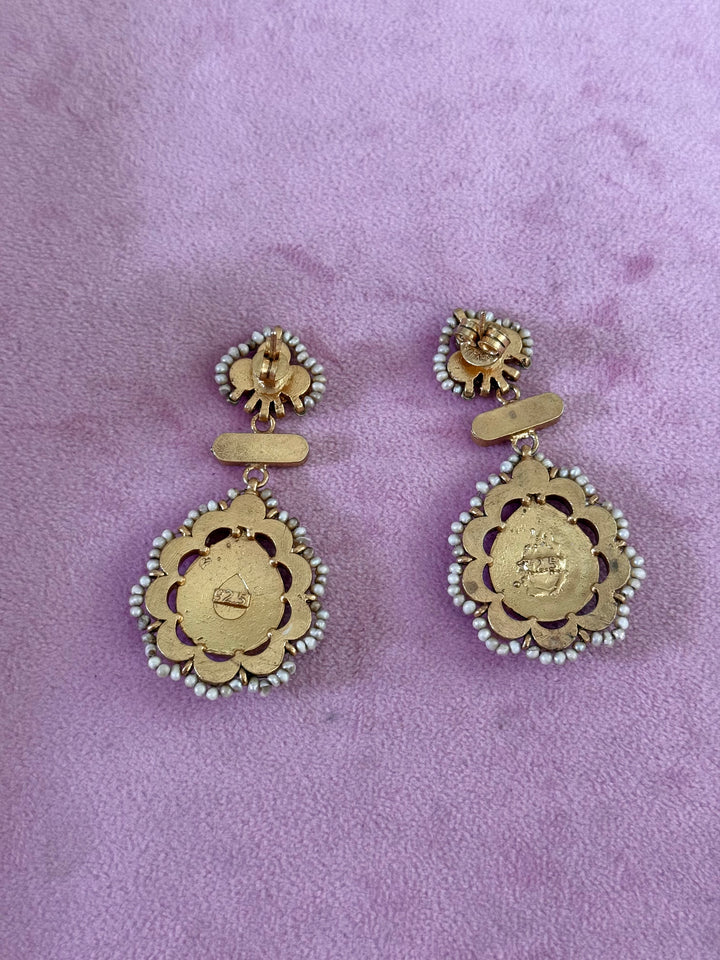 Elegant Jadau Kundan 925 Silver Earrings