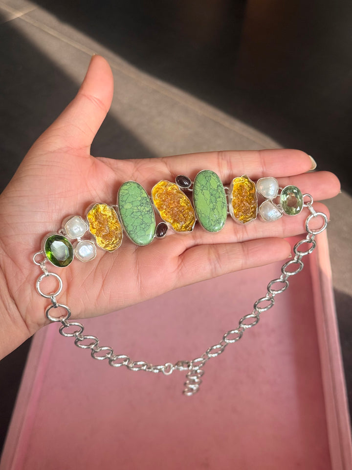 Statement Choker – Silver Brass, Adjustable Necklace