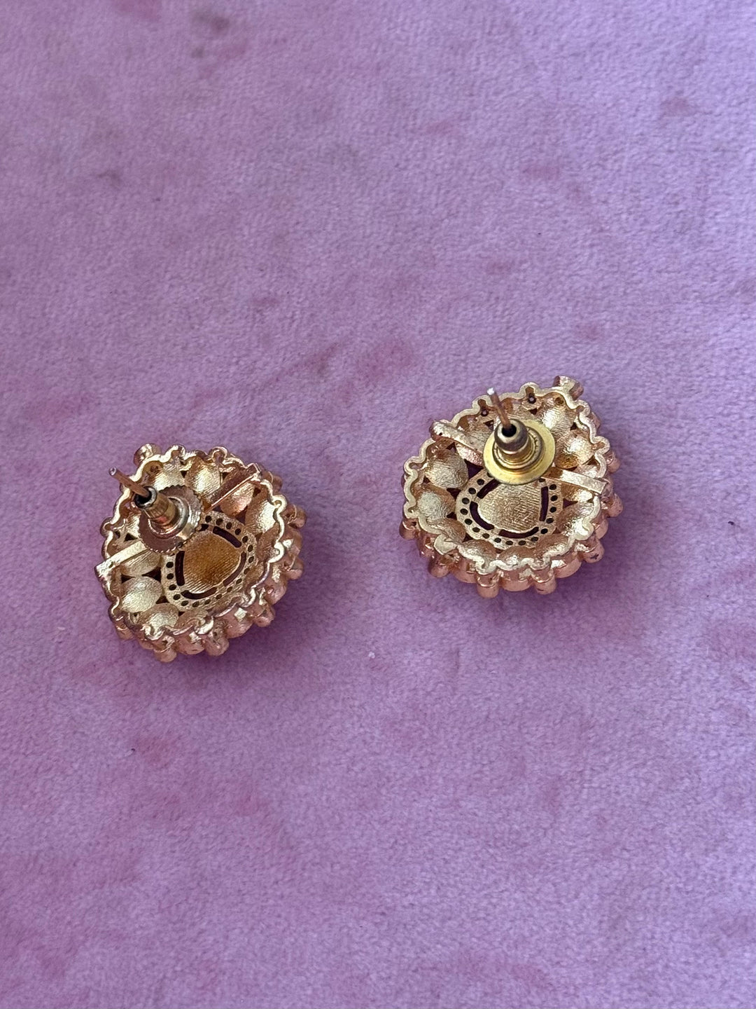 Handmade Designer Navratna Brass Studs | SHIVKA | 3x2.5 cm | 14g Pair | Push Back | Festive Gift Jewelry