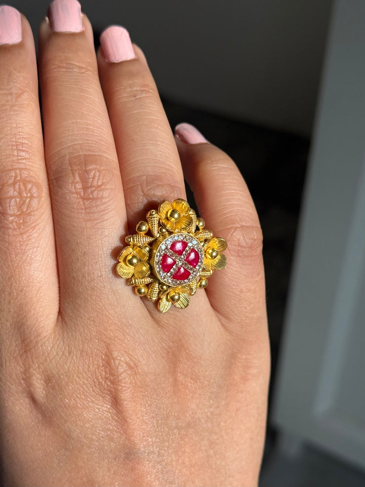 925 Silver Antique CZ Handmade Ring | Adjustable | SHIVKA